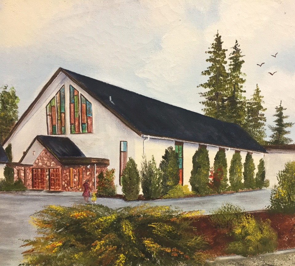 Watercolour painting of Cornerstone's church